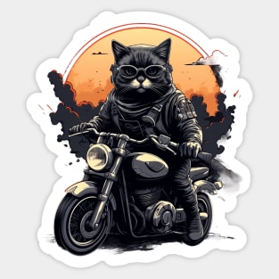 Cat Riding Motorcycle Sticker